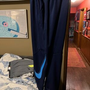 Nike Kids Dark Blue Joggers with Light Blue Swoosh